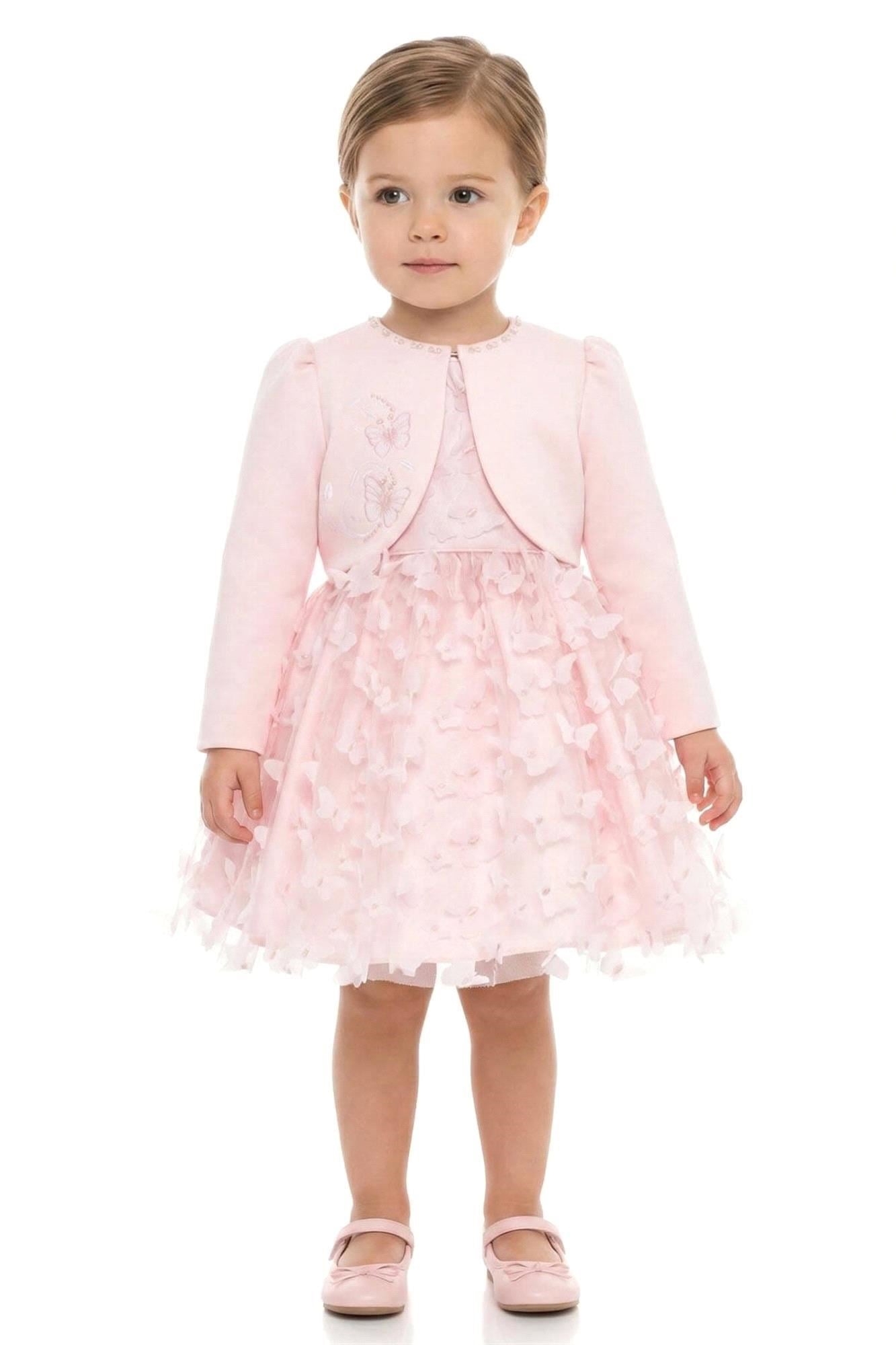 Pamina Kız Bebek Bolero Elbise Takım Pembe 36361