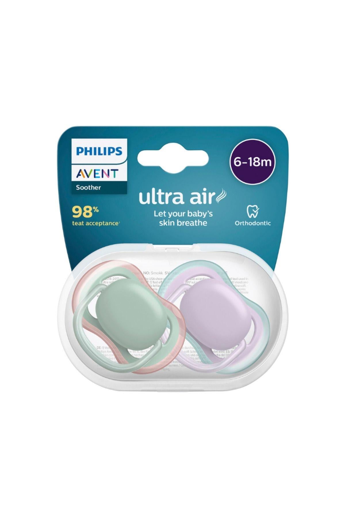 Philips Avent Kız Ultra Air Desensiz Emzik 6-18 Ay Lila SCF085/16