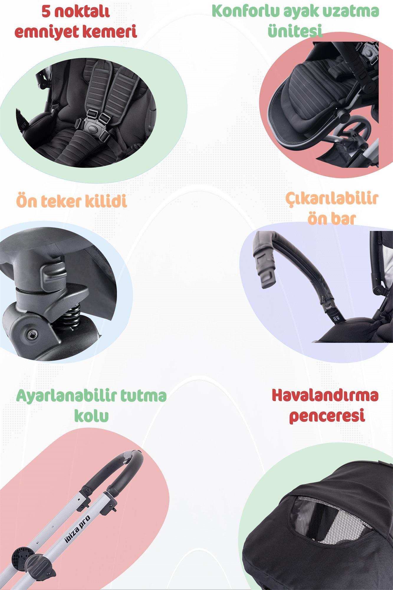 Prego 2071 İbiza Pro İkiz Bebek Arabası Siyah