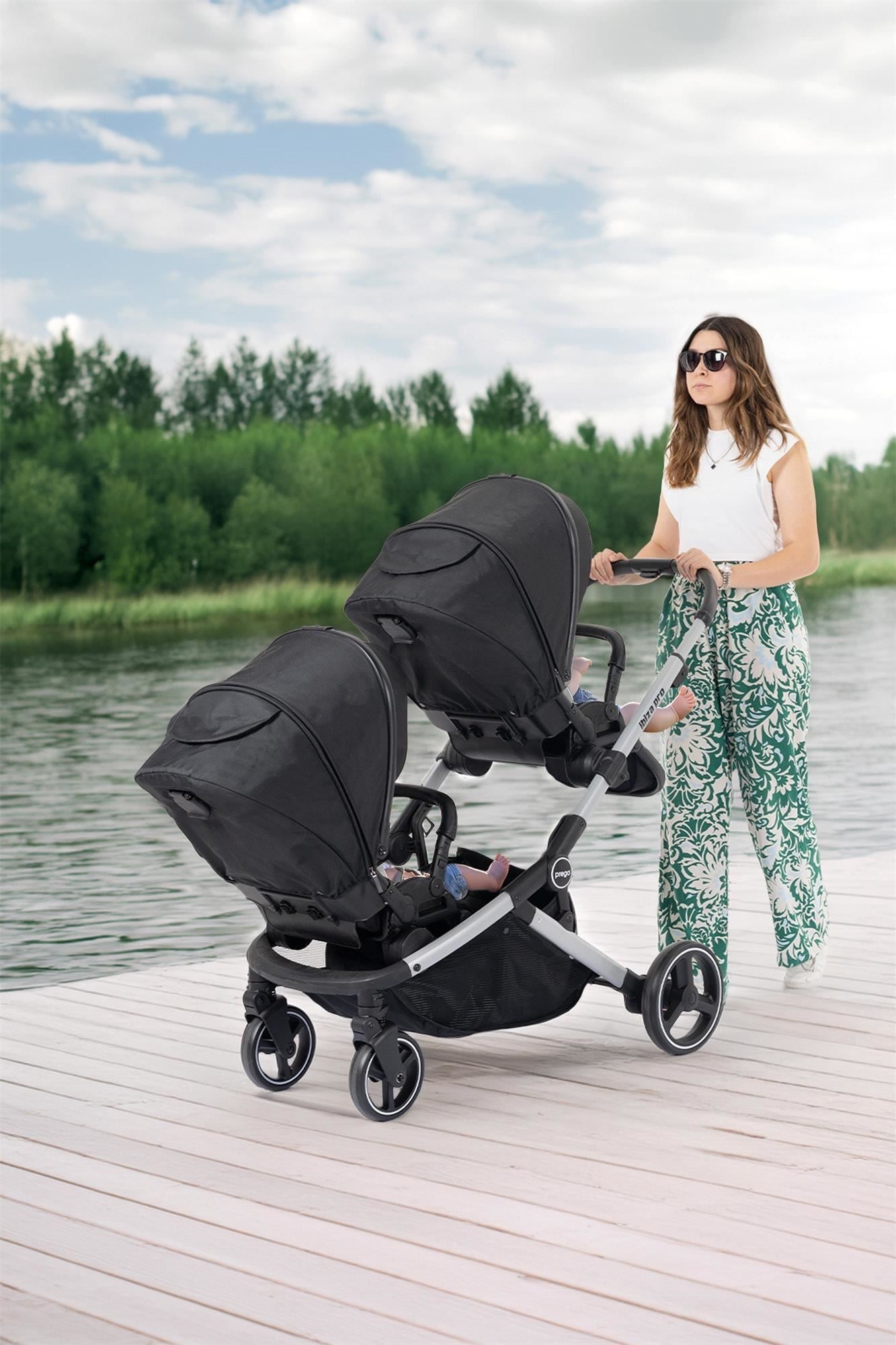 Prego 2071 İbiza Pro İkiz Bebek Arabası Siyah