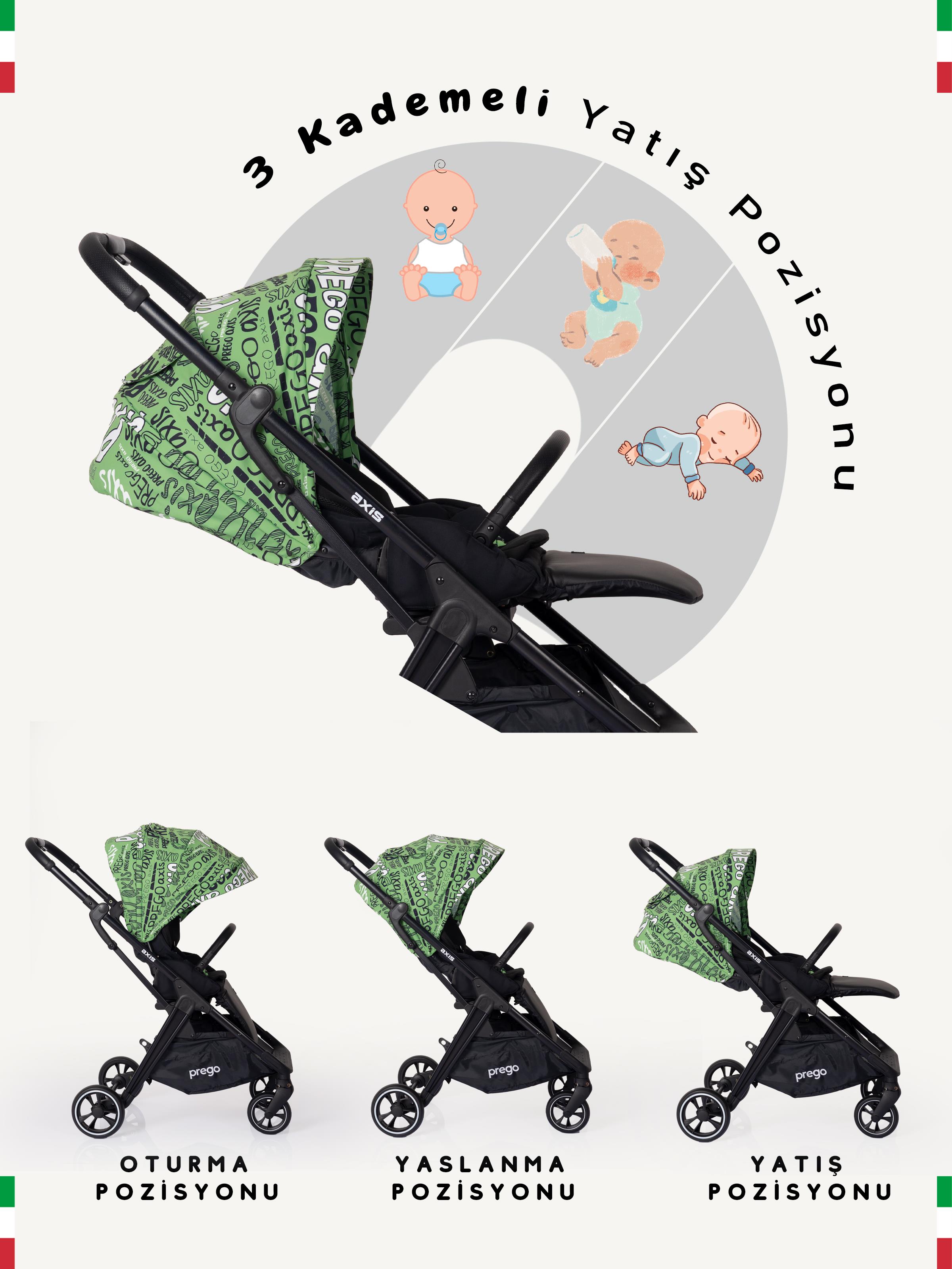 Prego Axis 360 Derece Dönebilen Oturma Üniteli Çift Yönlü Bebek Arabası Sarı