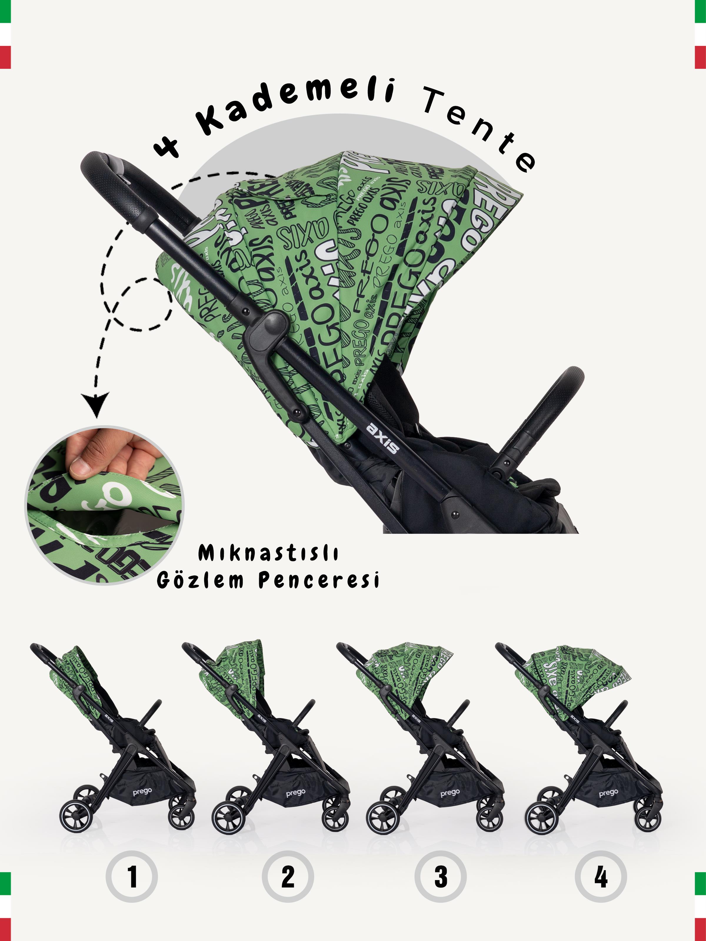 Prego Axis 360 Derece Dönebilen Oturma Üniteli Çift Yönlü Bebek Arabası Sarı