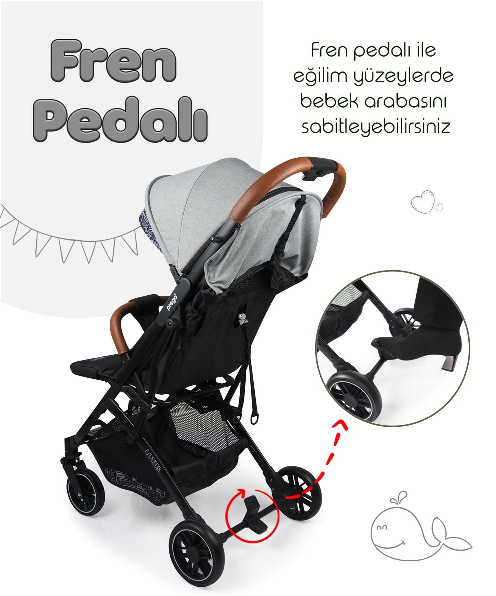 Prego Lotus Kabin Boy Bebek Arabası Gri 2033