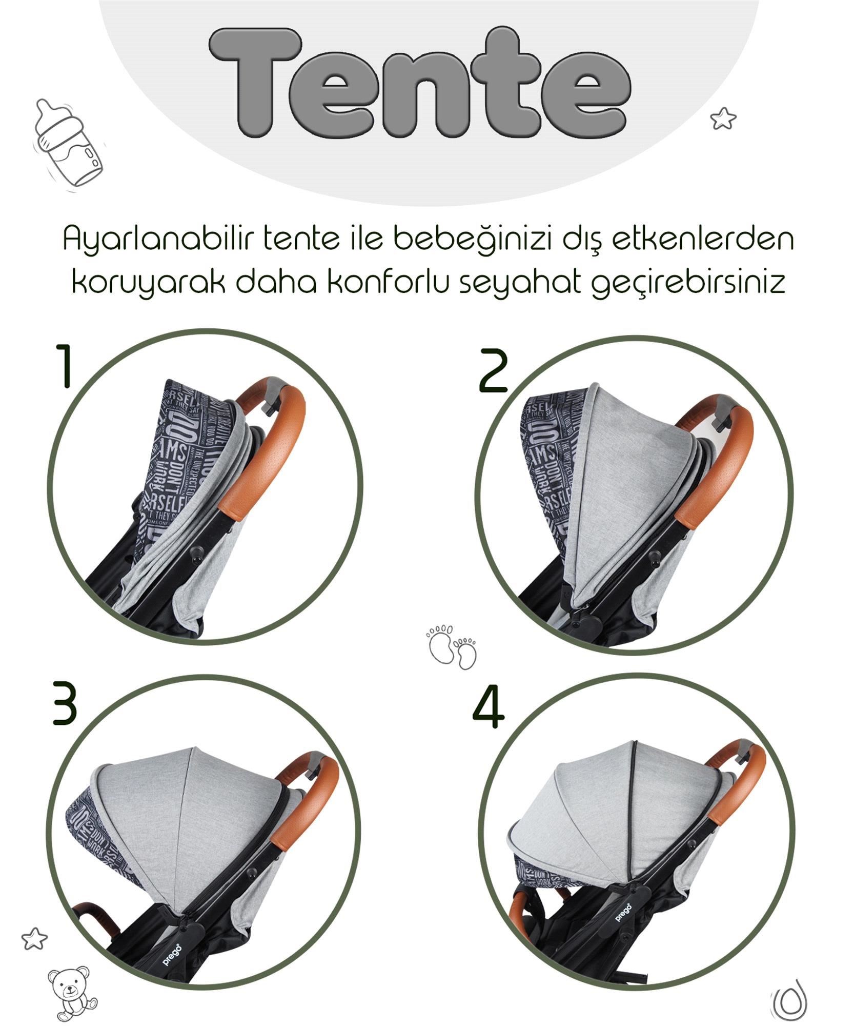 Prego Lotus Kabin Boy Bebek Arabası Gri 2033