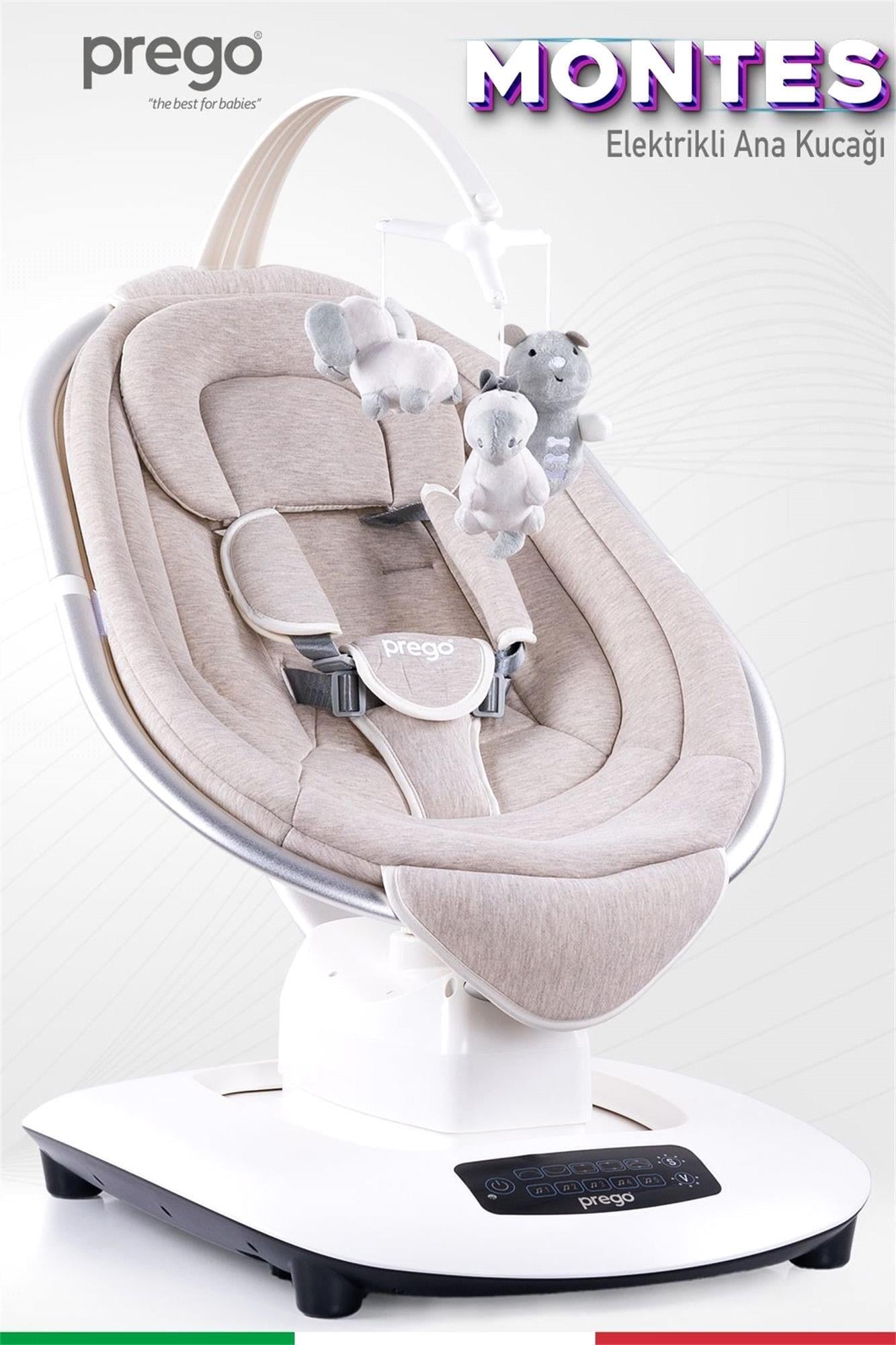 Prego Montes Elektrikli Otomatik Sallanan Ana Kucağı  Beşik Gri