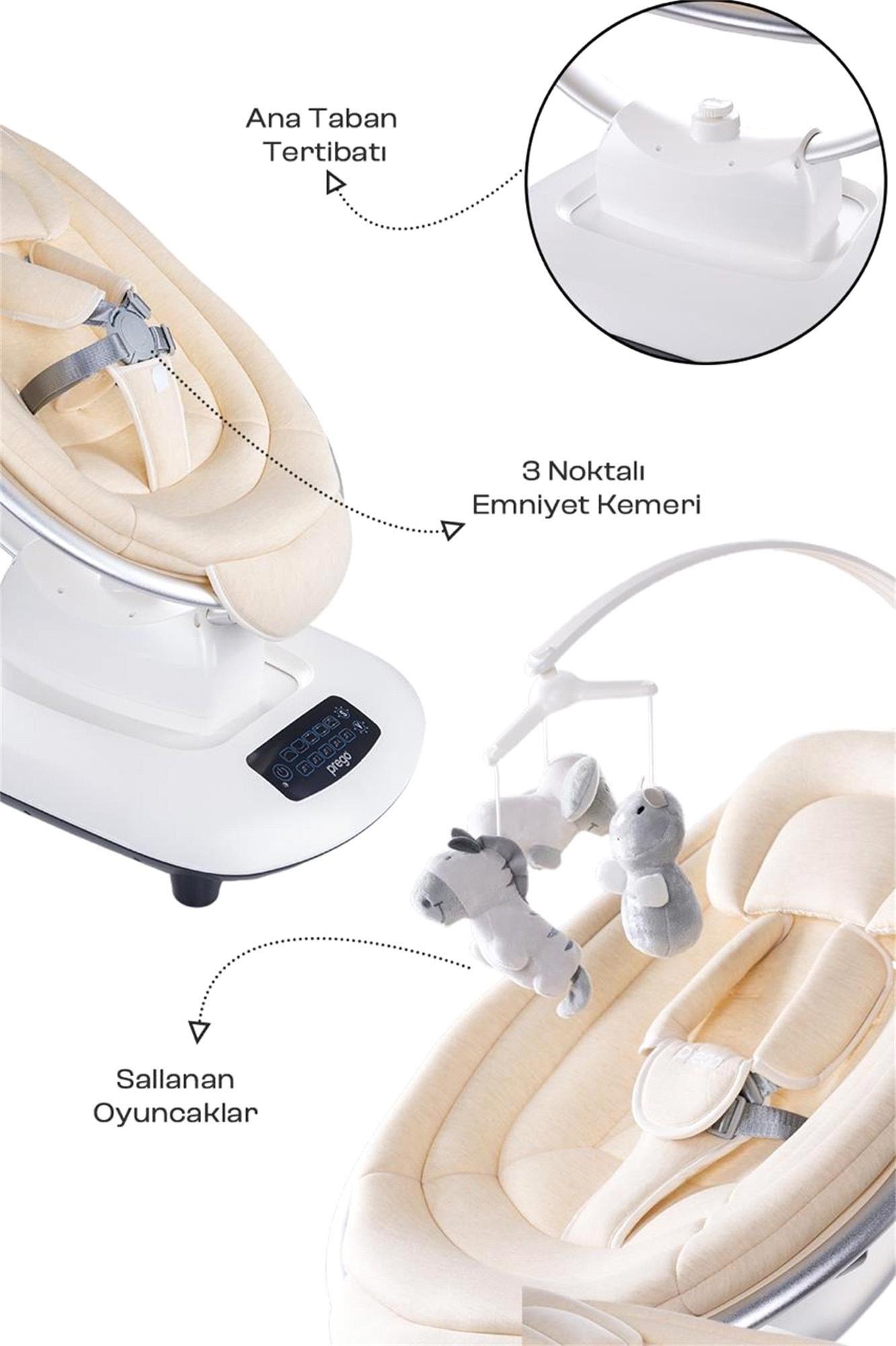 Prego Montes  Elektrikli Otomatik Sallanan Ana Kucağı Krem 4090