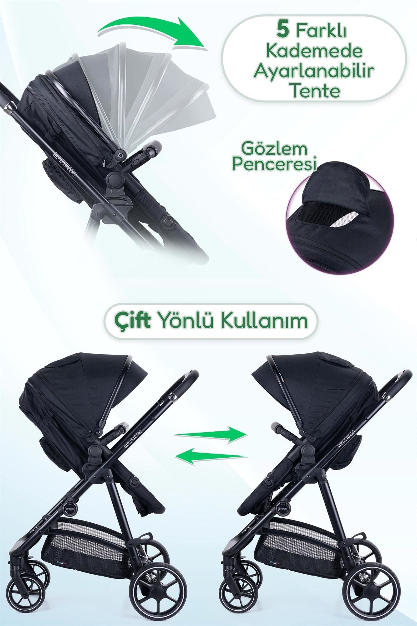 Prego Stein Portbebeli Travel Bebek Arabası Siyah 2097