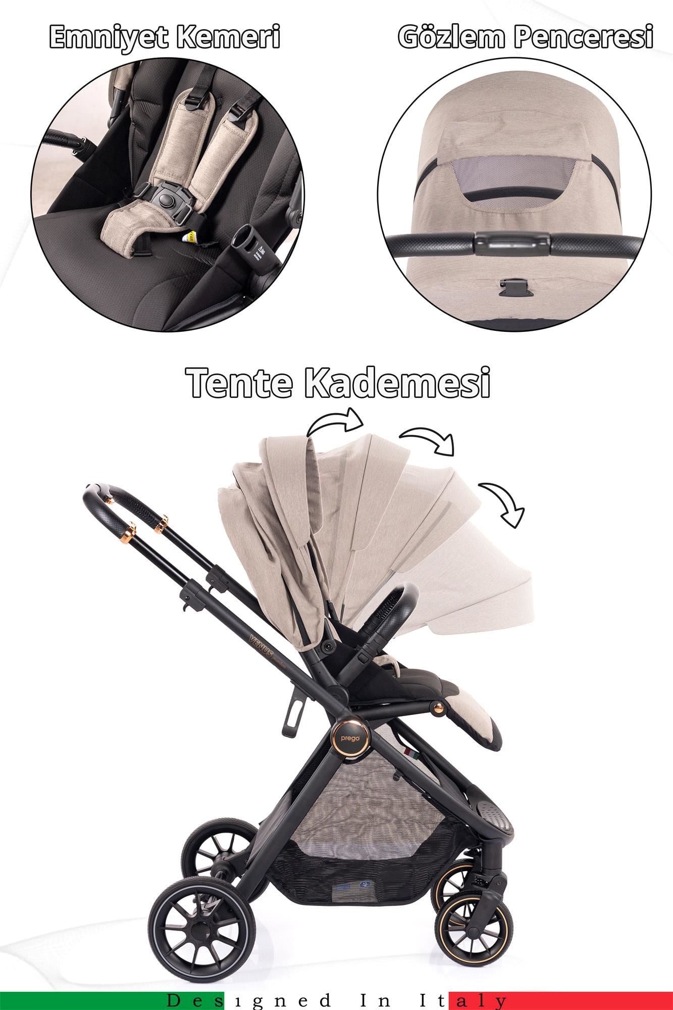 Prego Venüs Premium Travel Sistem Bebek Arabası Bej 2029