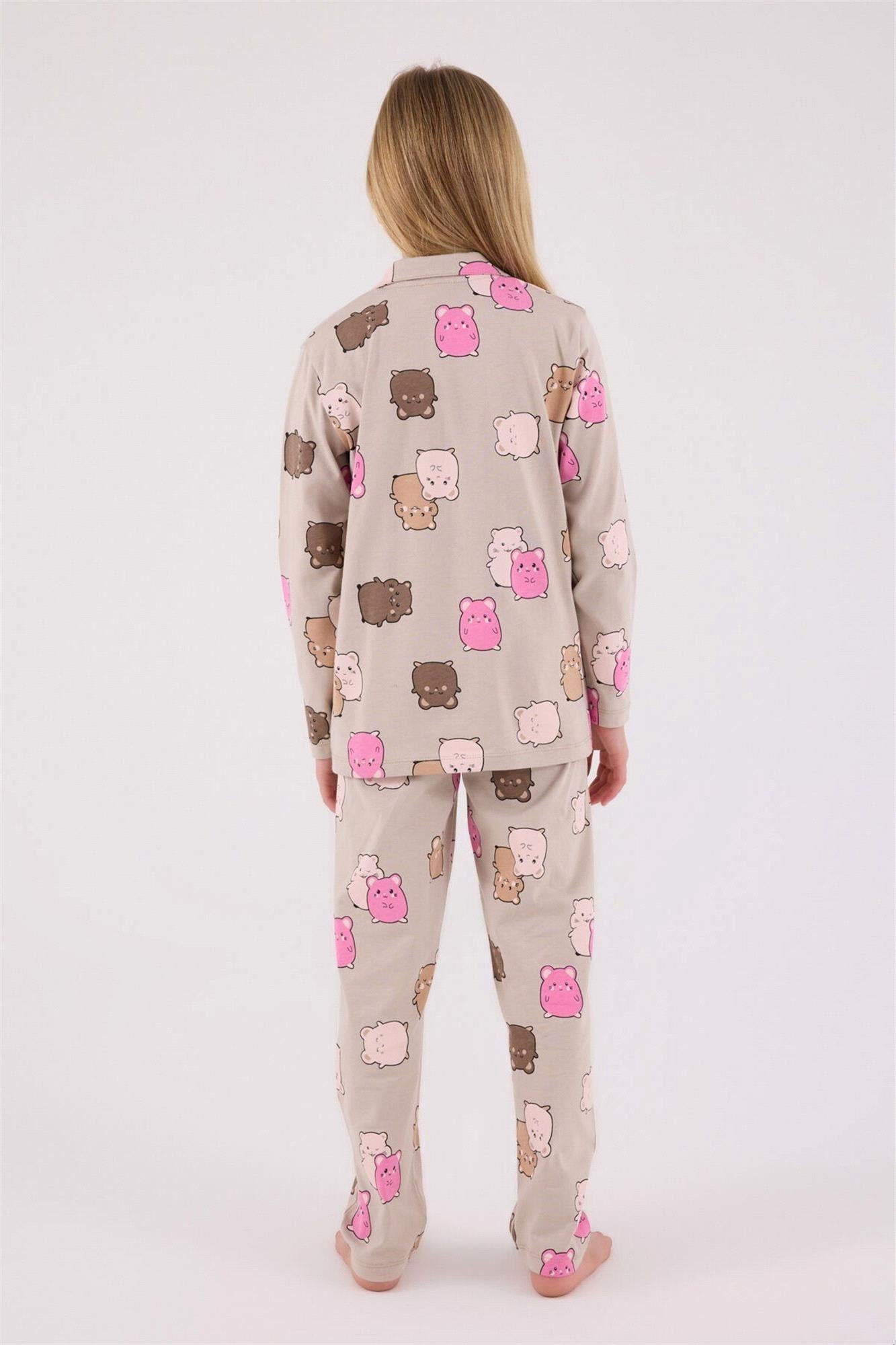 RolyPoly Kız Çocuk Pijama Takımı Bej RP3706-G