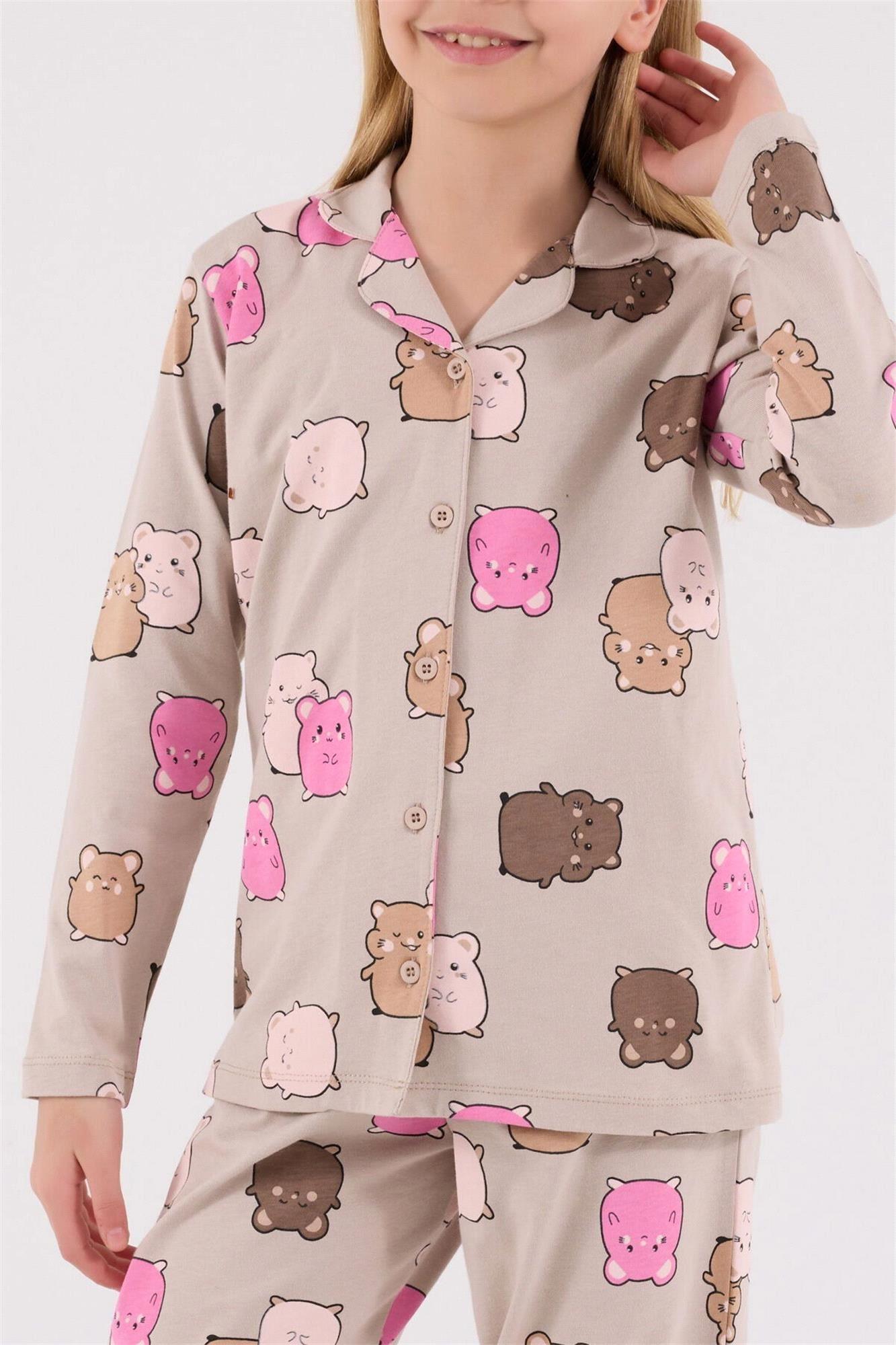 RolyPoly Kız Çocuk Pijama Takımı Bej RP3706-G