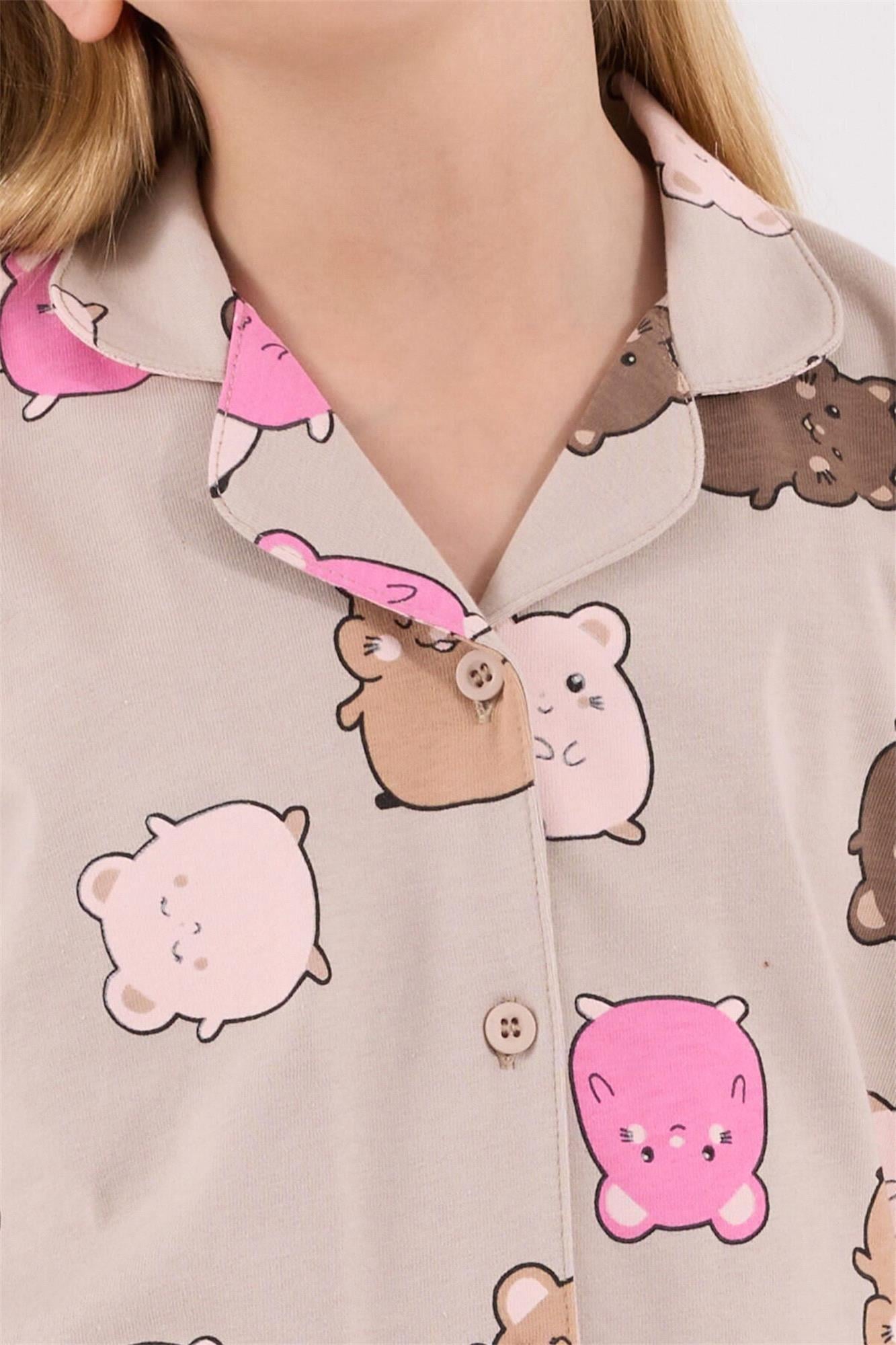 RolyPoly Kız Çocuk Pijama Takımı Bej RP3706-G