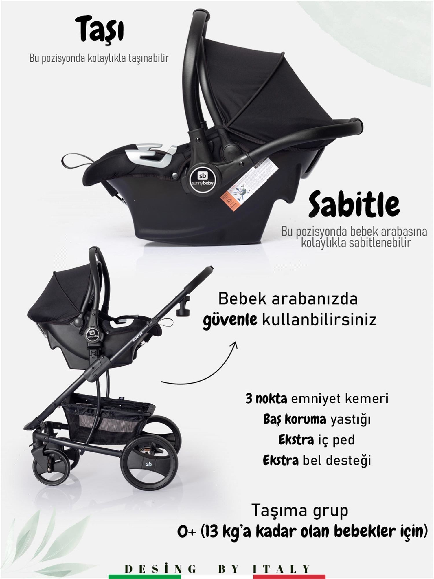 Sunny Baby 9023 İcon Travel Sistem Bebek Arabası Siyah 
