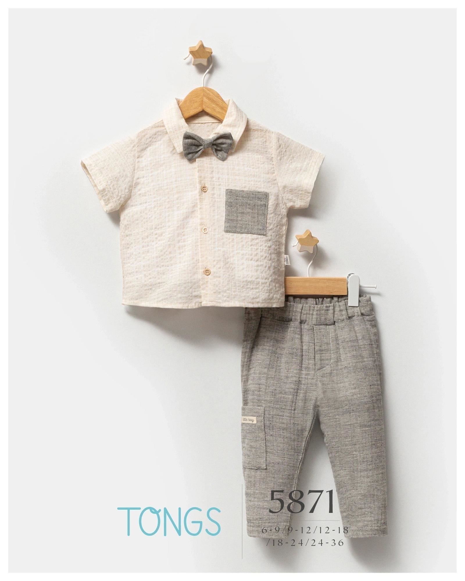 Tongs Baby Erkek Bebek Clear Papyonlu Alt Üst Takım Gri 5871