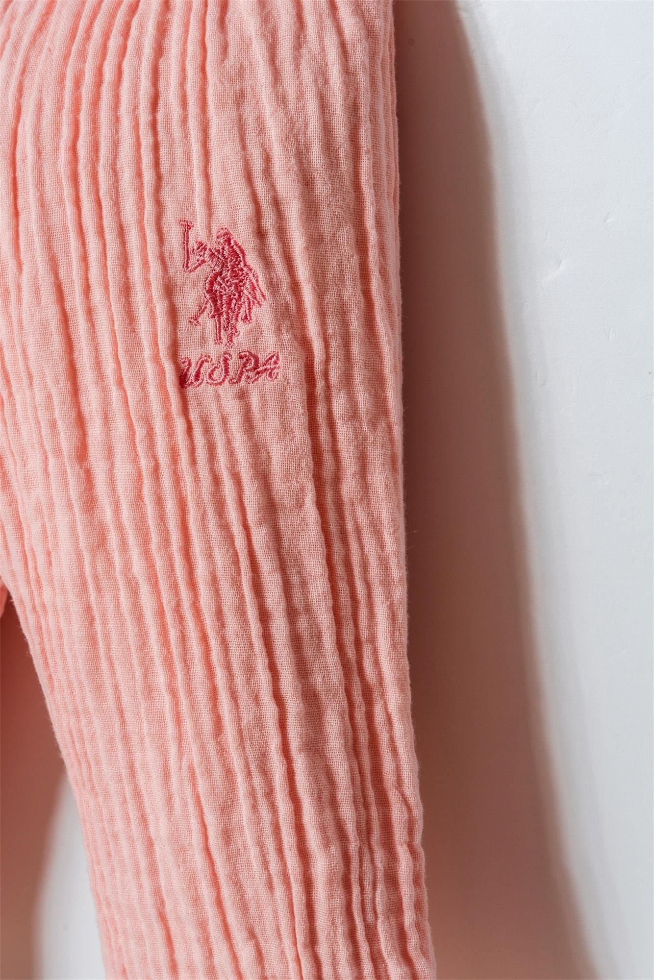 U.S. Polo Assn. Kız Bebek Müslin Gömlek Pijama Takımı Pudra USB2978