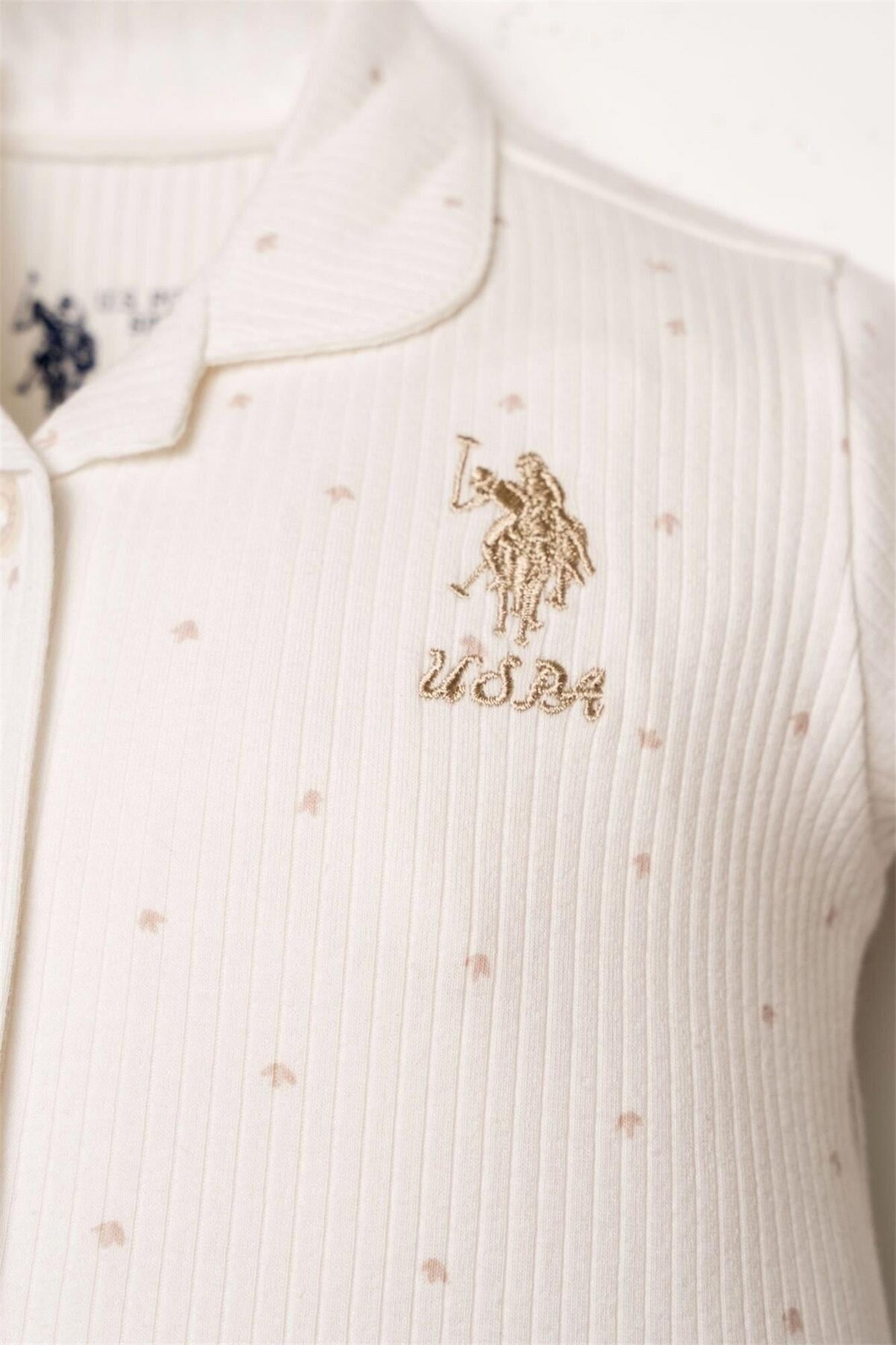 U.S. Polo Assn. Kız Bebek Gömlek Pijama Takımı Beyaz USB2952