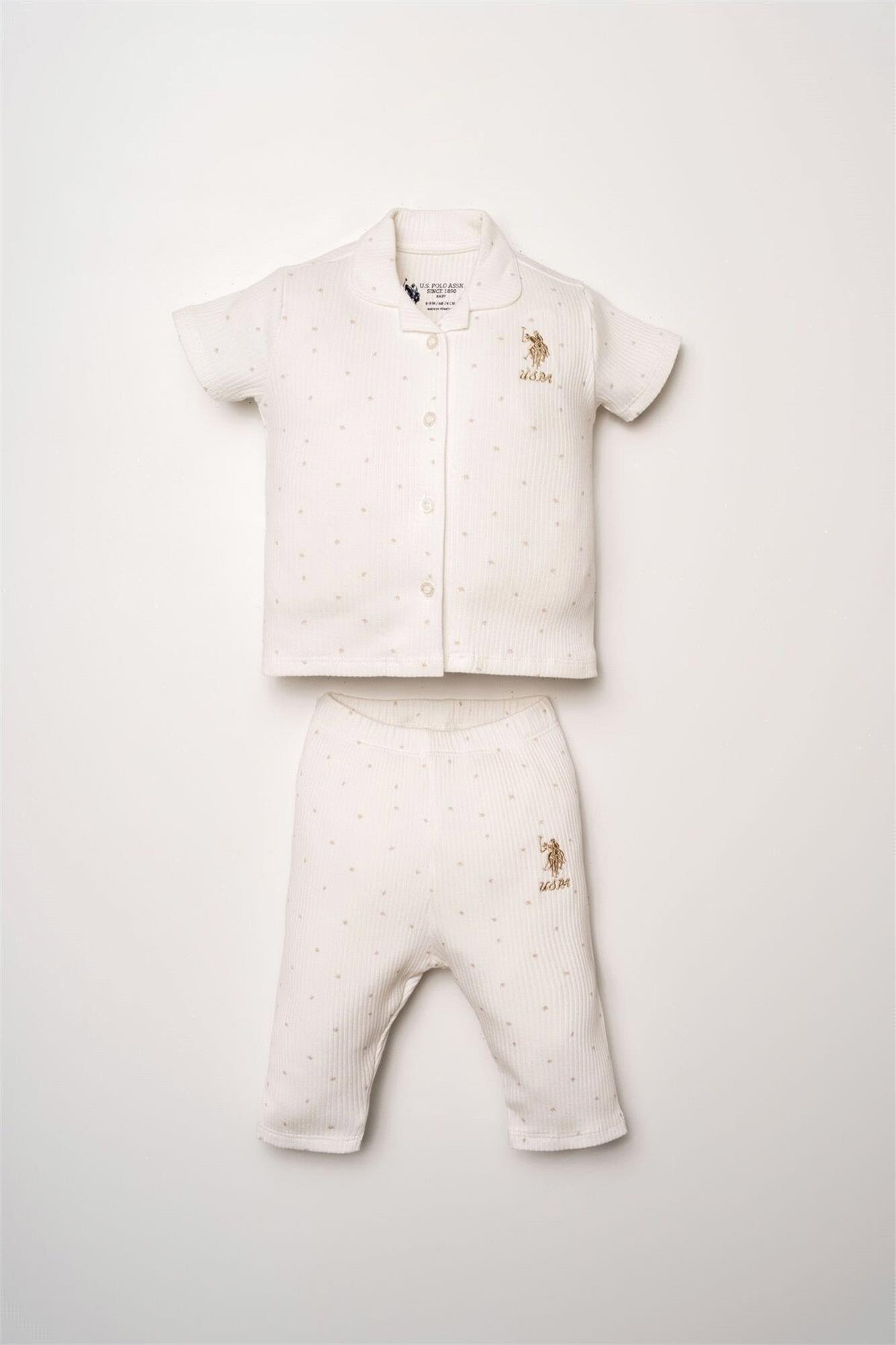 U.S. Polo Assn. Kız Bebek Gömlek Pijama Takımı Beyaz USB2952