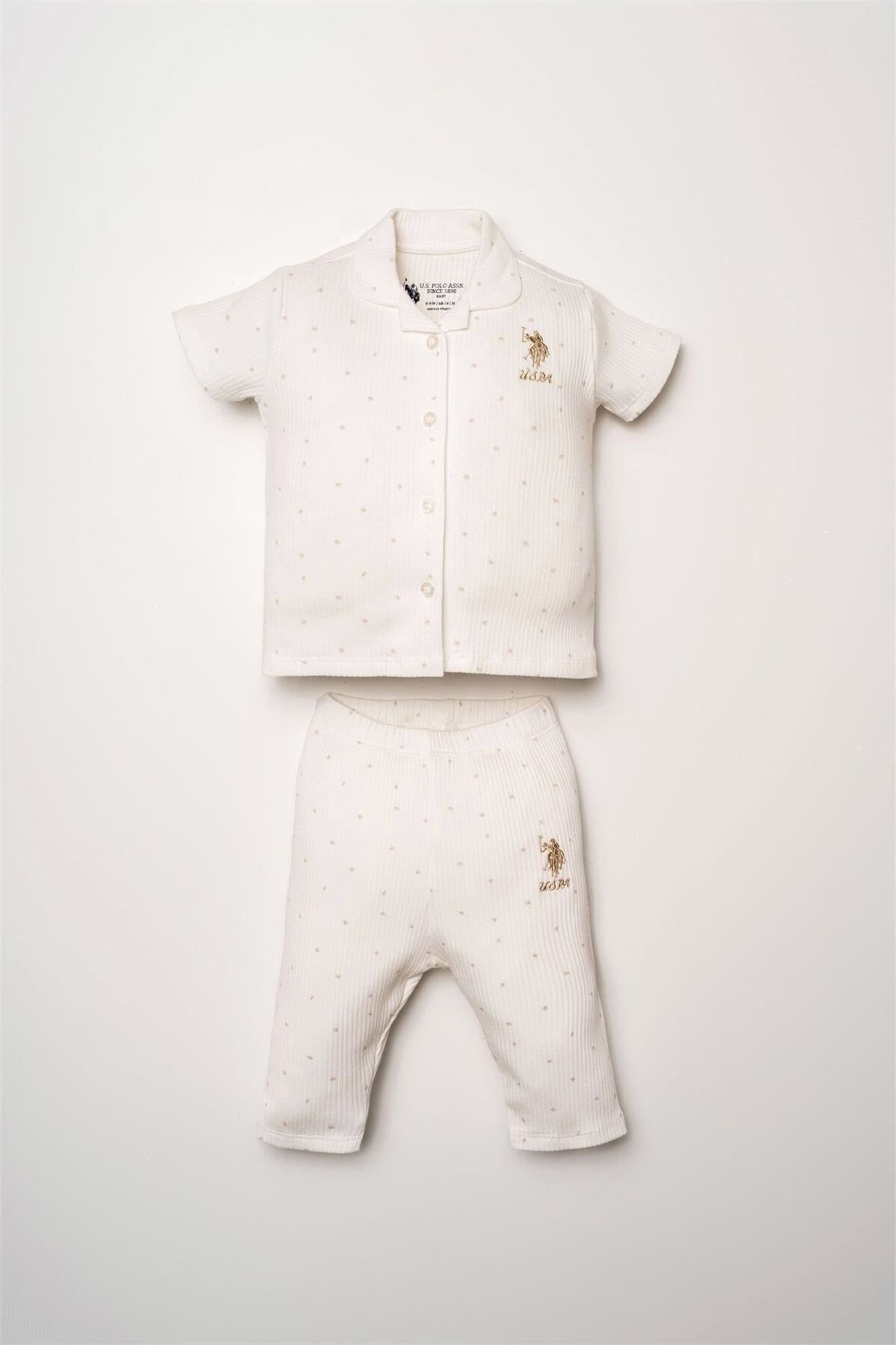 U.S. Polo Assn. Kız Bebek Gömlek Pijama Takımı Beyaz USB2952
