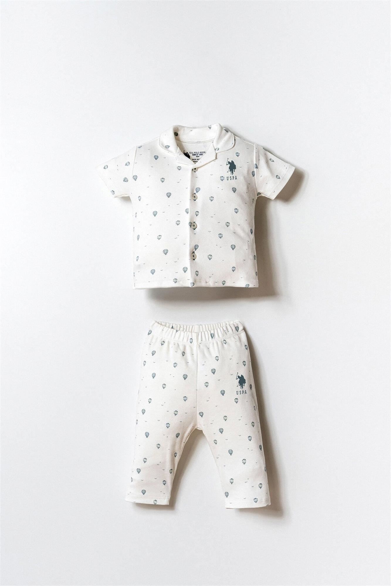 U.S. Polo Assn. Erkek Bebek Gömlek Pijama Takımı Beyaz USB2852