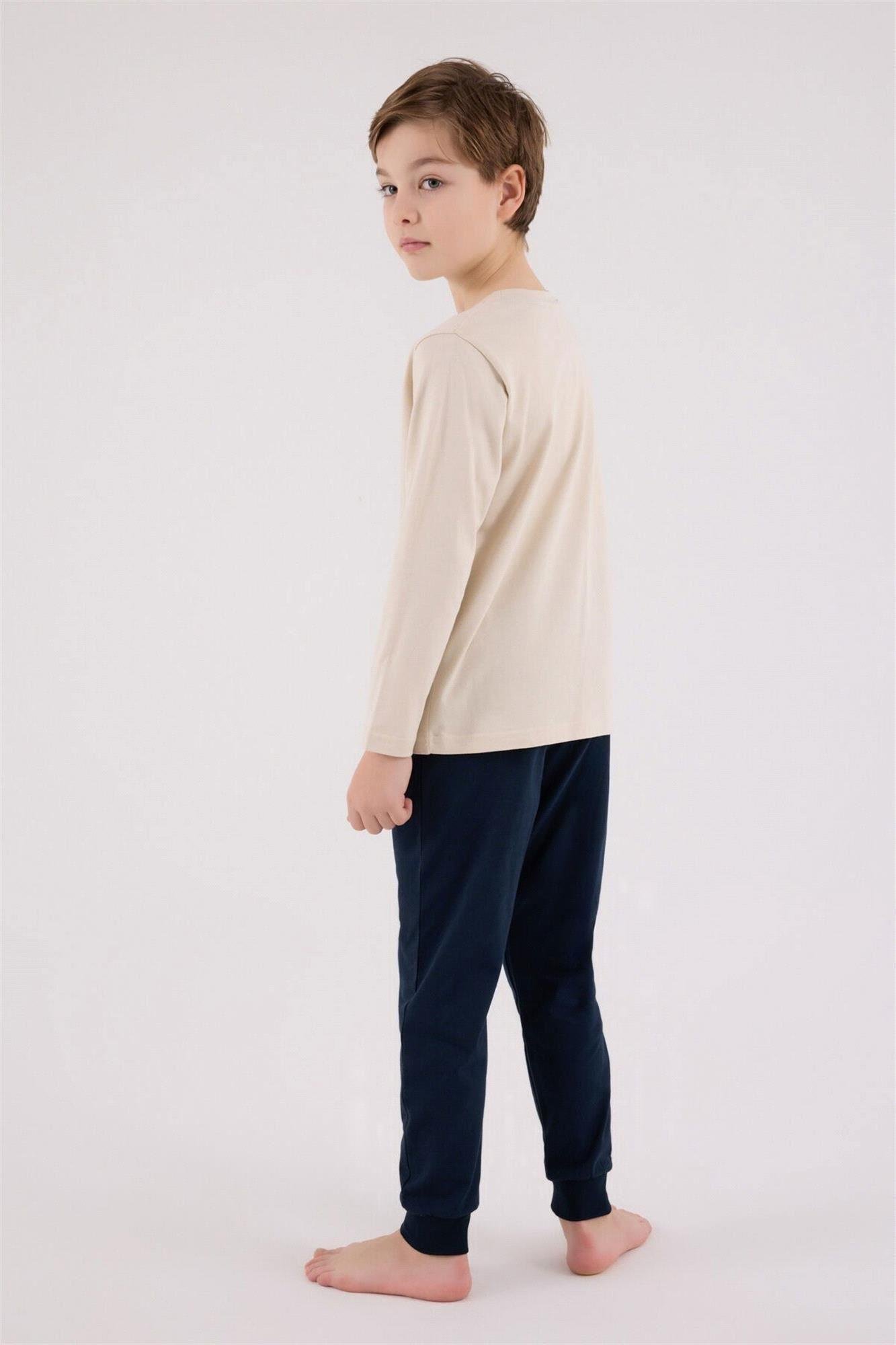 U.S. Polo Assn. Erkek Çocuk Pijama Takımı Bej US2214-G