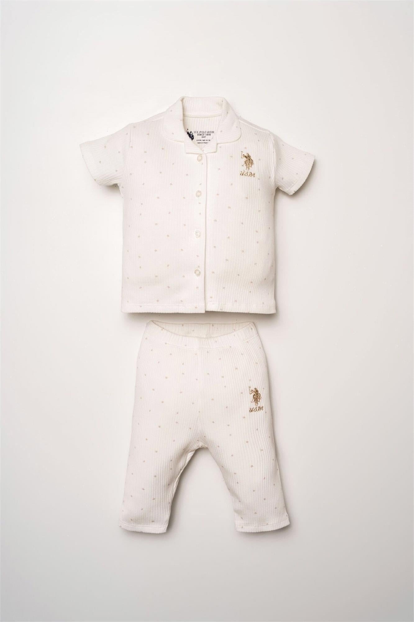 U.S. Polo Assn. Kız Bebek Gömlek Pijama Takımı Beyaz USB2952