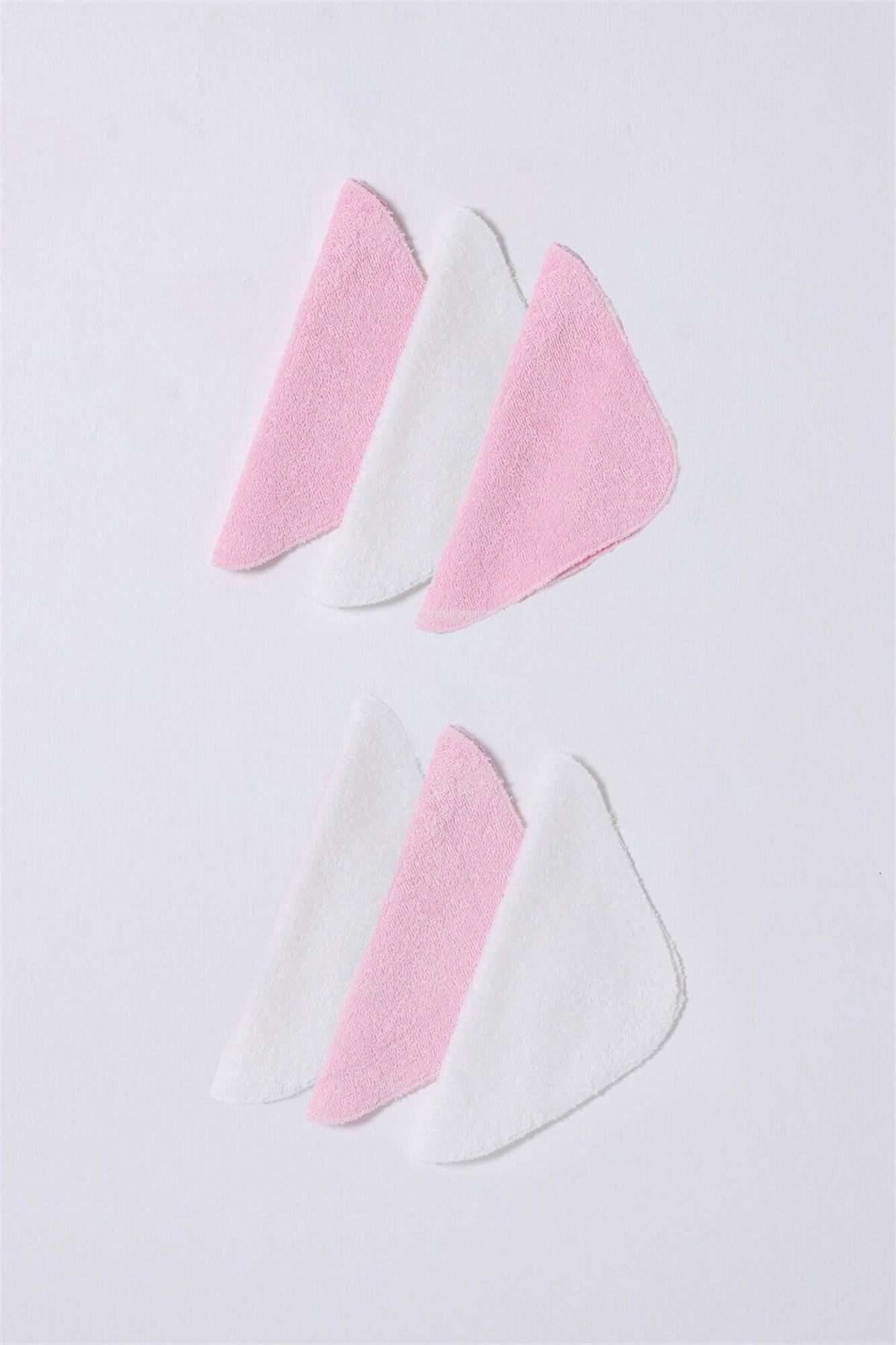 U.S. Polo Assn. Kız Bebek 6lı Ağız Mendili Set Pembe-Beyaz USB2493