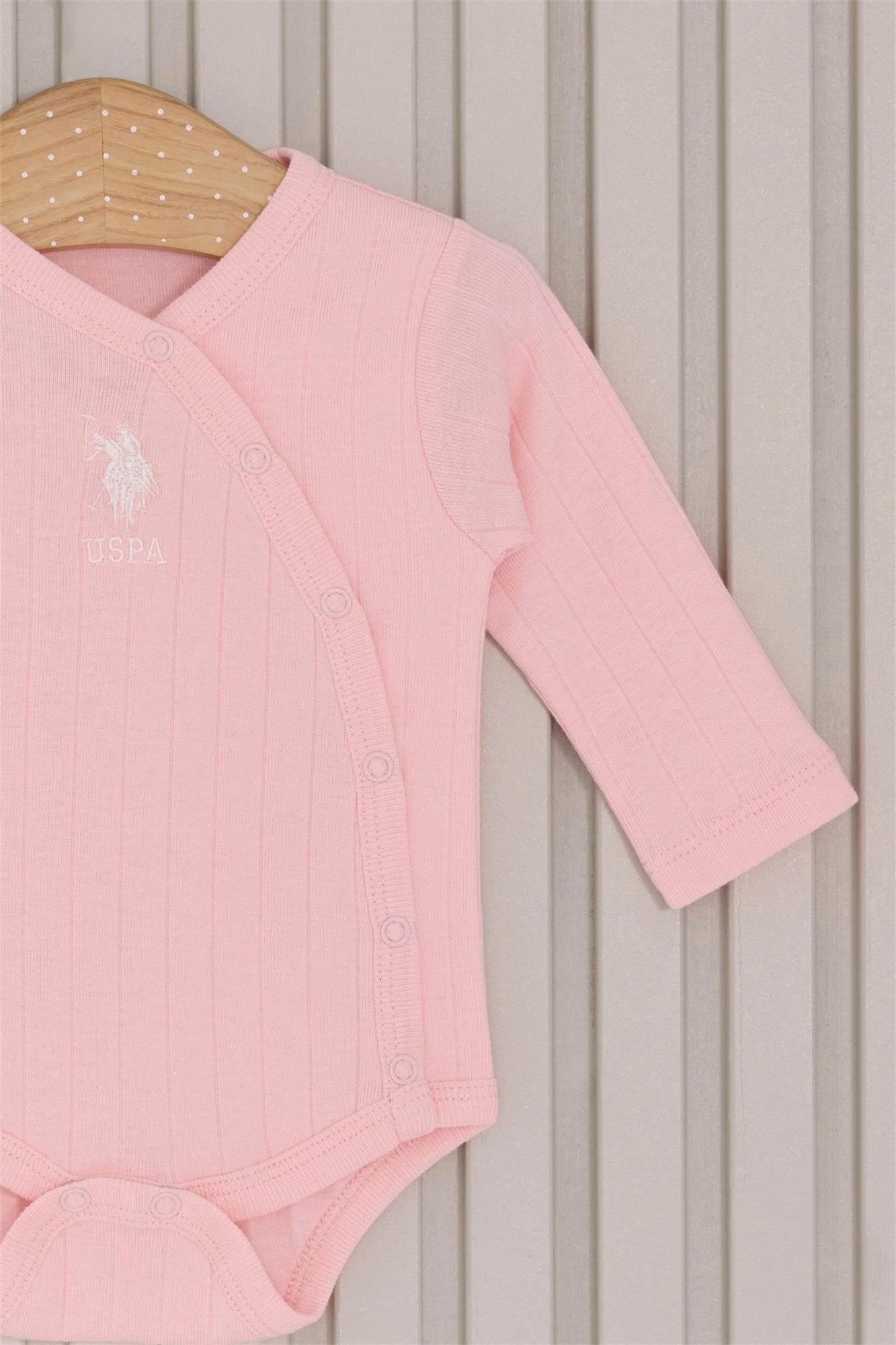 U.S.Polo Assn. 4lü Zıbın Seti Kız Bebek Açık Pembe USB2145