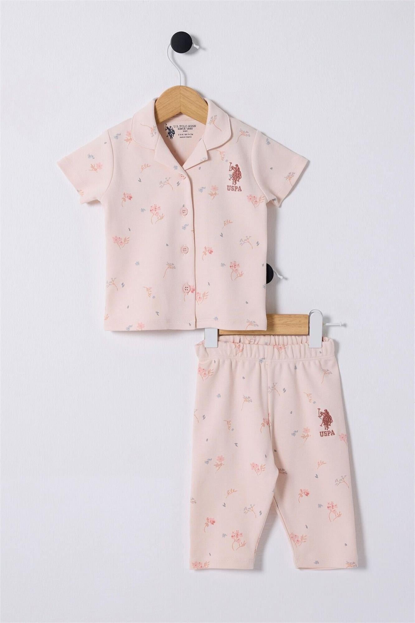 U.S.Polo Assn. Kız Bebek Pijama Takımı Toz Pembe USB2354