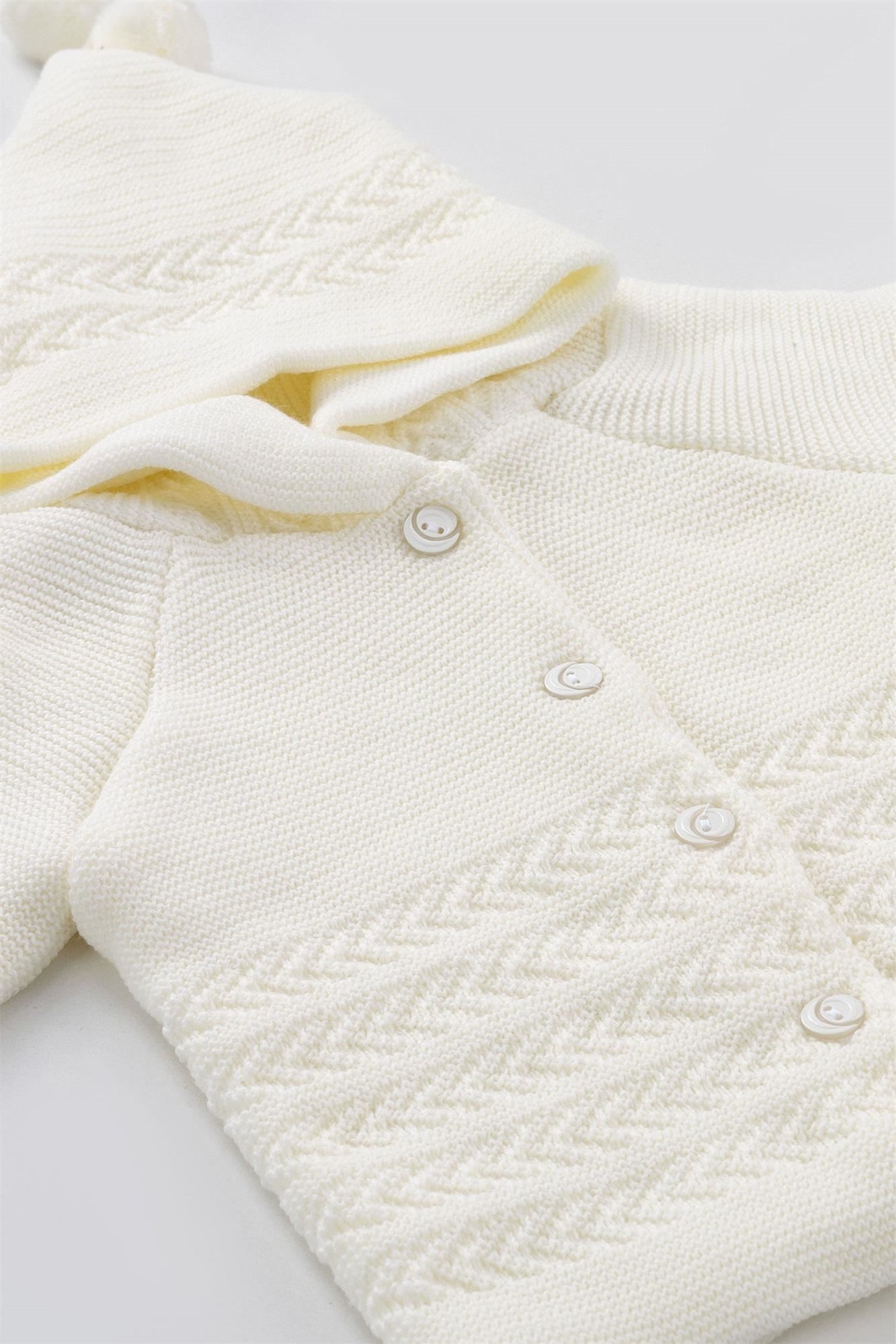 Veycan Baby Unisex Bebek Triko Kapşonlu Hırka Ekru 0101