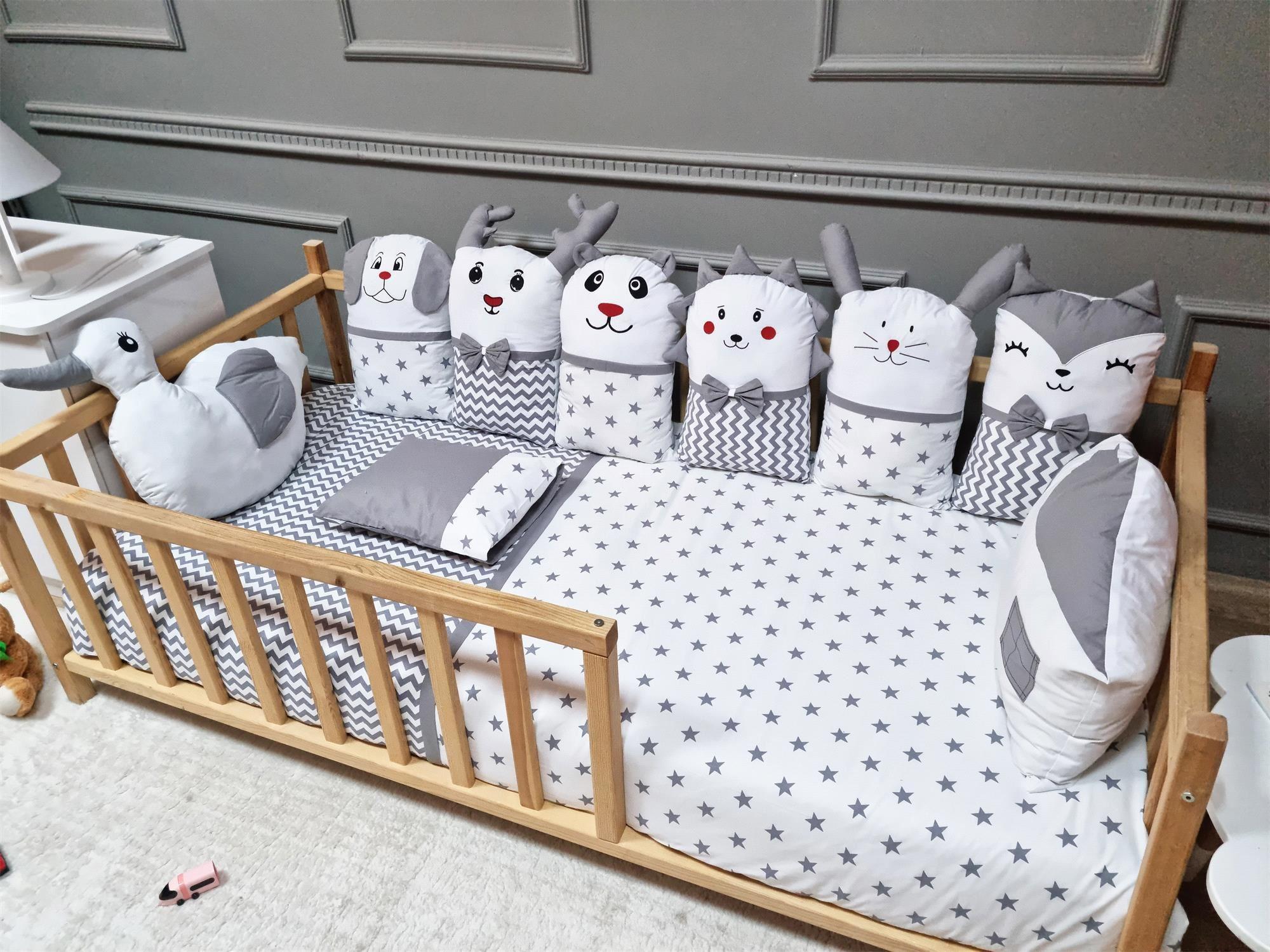 Yuar Baby Montessori Neşeli Dostlar 12 Parça Uyku Seti Gri