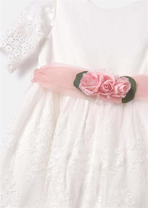 Abel&Lula Kız Çocuk Güpür İşlemeli Tül Elbise Krem 5034