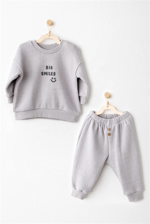 Andywawa Bebek Casual Alt Üst Takım Gri AC26206