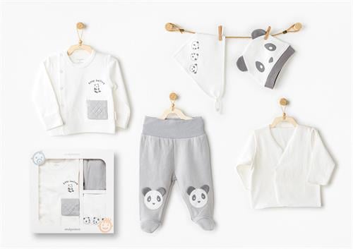 Andywawa Bebek Keep Smiling 5li Hastane Çıkış Seti Gri AC26020