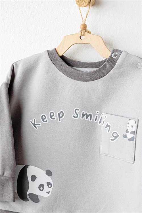 Andywawa Bebek Keep Smiling Alt Üst Takım Gri AC26027