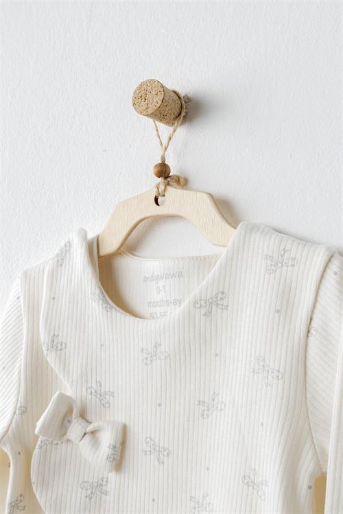 Andywawa Kız Bebek Bow Bilss 5li Hastane Çıkış Seti Gri AC26250