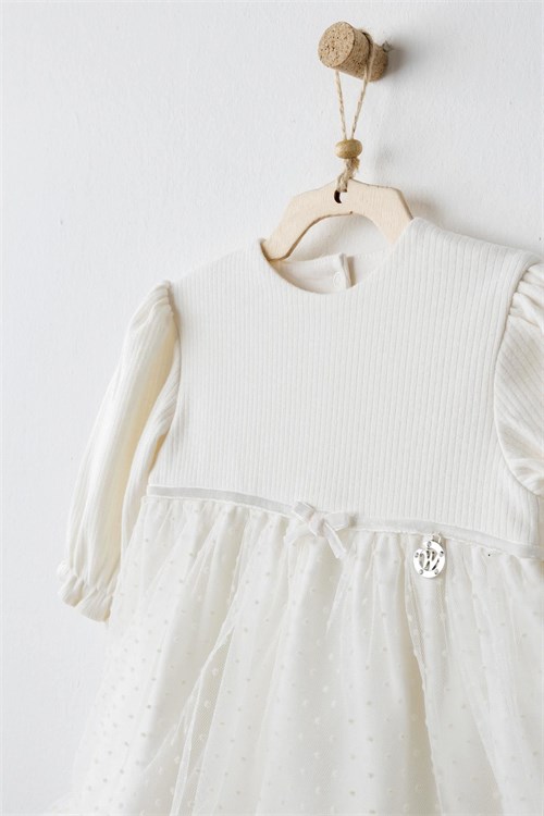 Andywawa Kız Bebek Dress Bow Bliss Elbise Ekru AC26257