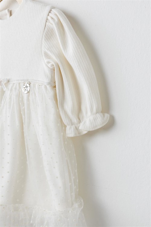 Andywawa Kız Bebek Dress Bow Bliss Elbise Ekru AC26257