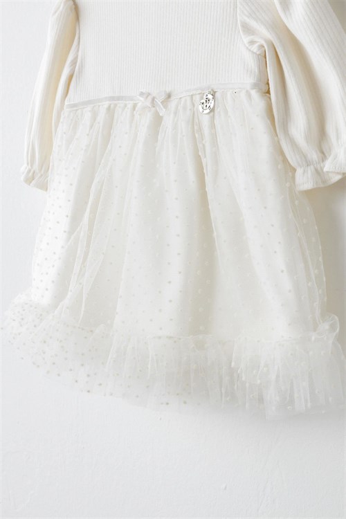 Andywawa Kız Bebek Dress Bow Bliss Elbise Ekru AC26257
