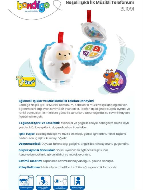 Bondigo Neşeli Işıklı İlk Müzikli Telefonum BL1091