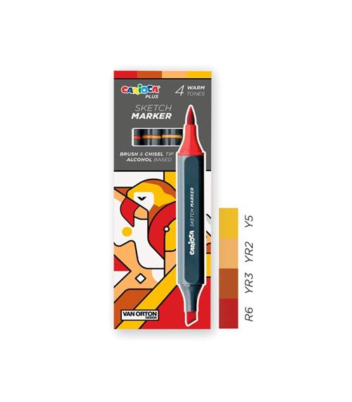 Carioca Sketch Marker Çift Taraflı 4lü Keçeli Kalem Kırmızı 45246/03
