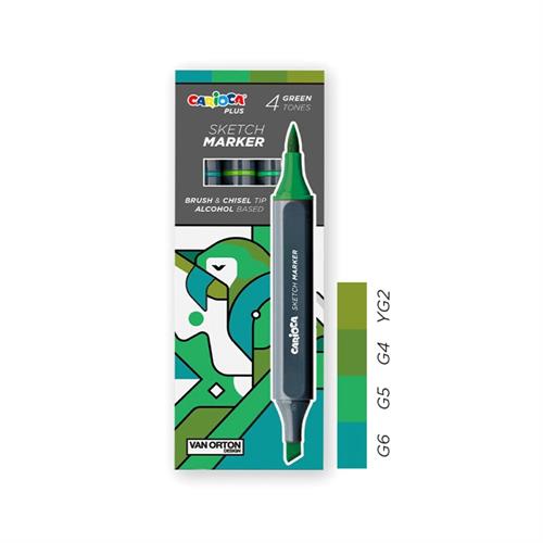 Carioca Sketch Marker Çift Taraflı 4lü Keçeli Kalem Yeşil 45246/04