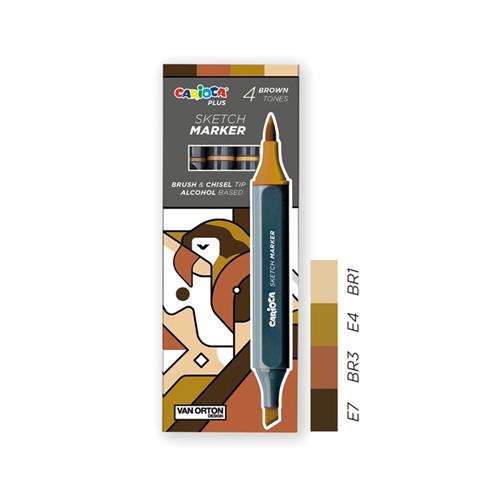 Carioca Sketch Marker Çift Taraflı 4lü Keçeli Kalem Kahverengi 45246/06