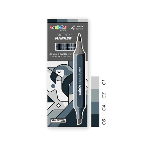 Carioca Sketch Marker Çift Taraflı 4lü Keçeli Kalem Gri 45246/11