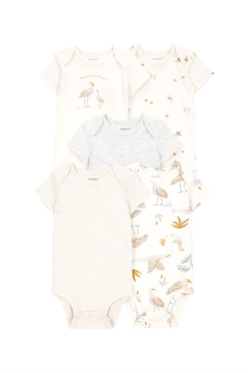Carters Bebek Layette 5li Kısa Kollu Zıbın Set Krem 1T006810