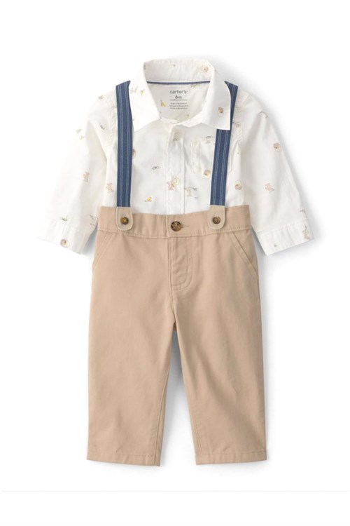Carters Erkek Bebek 2li Gömlek Body Pantolon Takım Bej 1U634910