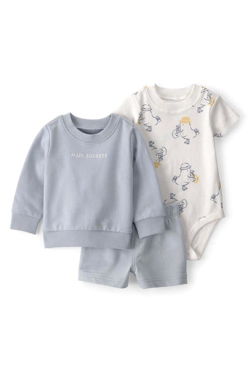 Carters Erkek Bebek 3lü Sweat Şort Takım Açık Mavi 1U533310