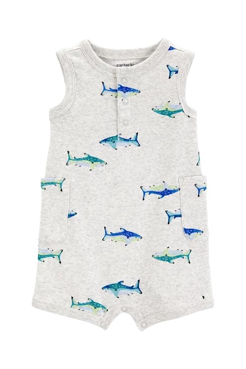 Carters Erkek Bebek Baskılı Kısa Tulum Gri 1S475110