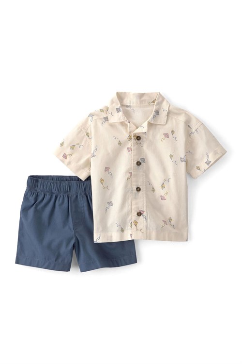 Carters Erkek Bebek Gömlek Şort Takım Krem 1U706210