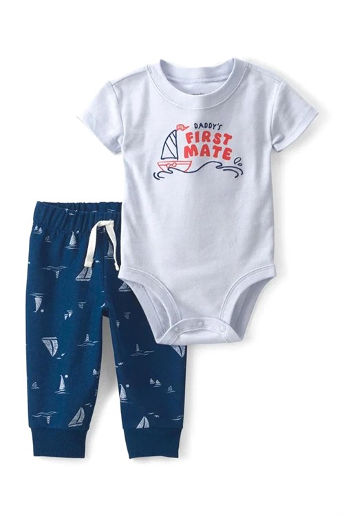 Carters Erkek Bebek Kısa Kollu Zıbın Pantolon Takım Mavi 1V070210