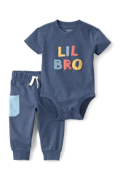 Carters Erkek Bebek Kısa Kollu Zıbın Pantolon Takım Lacivert 1V070310