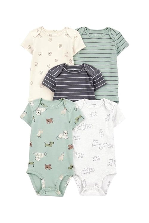 Carters Erkek Bebek Layette Kısa Kollu 5li Body Set Yeşil 1T009410